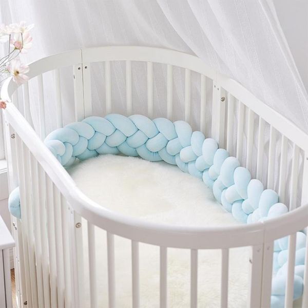 

bedding sets baby crib bumper 2 meters knotted braided handmade knot pillow-pad cushion nursery cradle decor protector