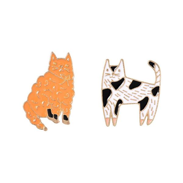 

pins, brooches kitty black white orange cats brooch custom enamel pins lapel shirt bag kitten badge cute animal jewelry gift for women, Gray