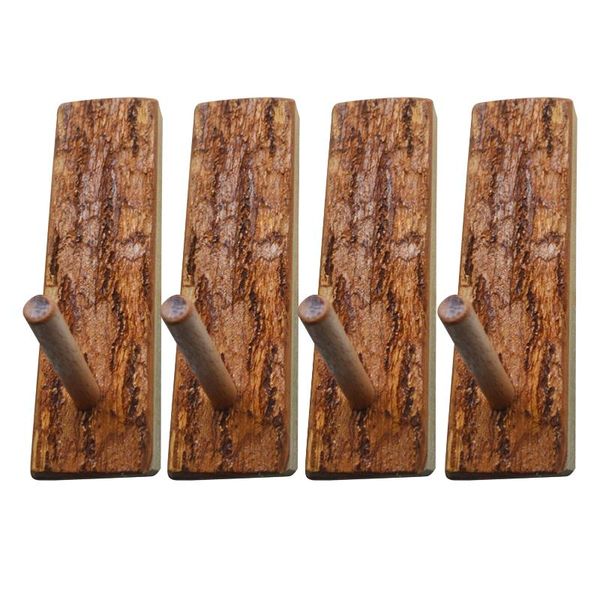 

hooks & rails 4pcs universal portable vintage towel rack storage organizer wall mounted multifunctional heavy duty wooden for home hat