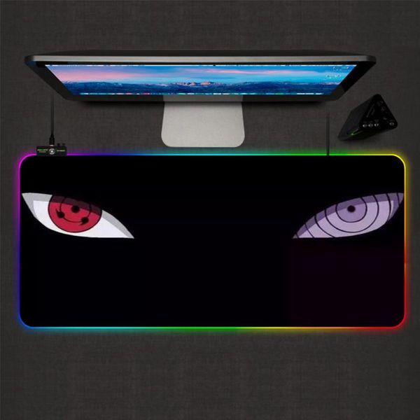 

mouse pads & wrist rests xgz animation pad naruto eyes pattern rgb gamer accessories led backlight computer deskkeyboard large mousepad