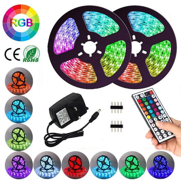 

strips 5m-10m led strip light rgb smd 2835 tape diode ip20 60leds/m flexible ribbon + 12v remote control adapter