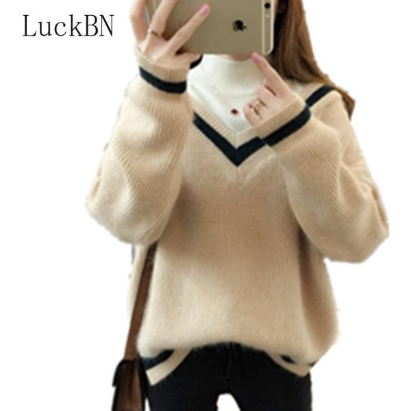 

women's sweaters 2021 autumn and winter college style pullover student fake two hipster sweater female sweet loose thickening woman, White;black