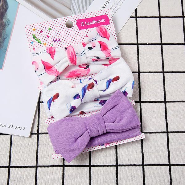 

hair accessories 2021 fashion hairband printing 3 piece suit cute bow elastic girl headband girls headdress, Slivery;white