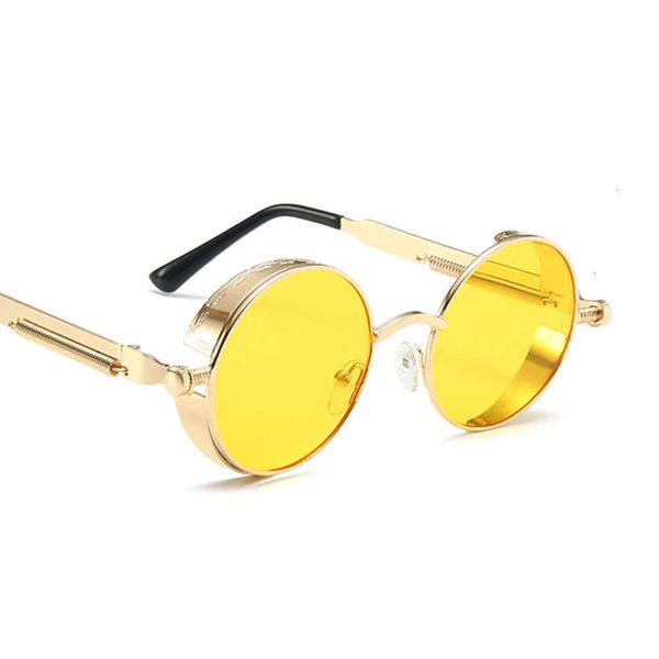 

sunglasses classic steampunk women brand designer fingerprint round metals frame sunglasses female male uv400, Black
