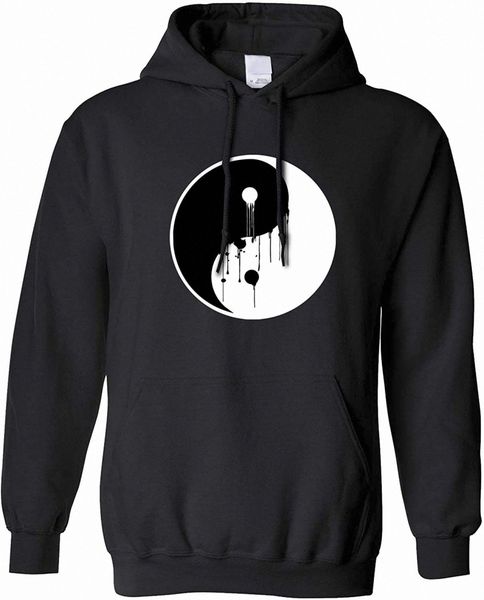

art hoodie painted dripping ying yang balance symbol q9ag#, Black