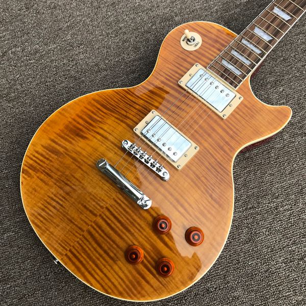 

rosewood fingerboard electric guitar, chrome hardware, flame maple red back, solid mahogany body guitar