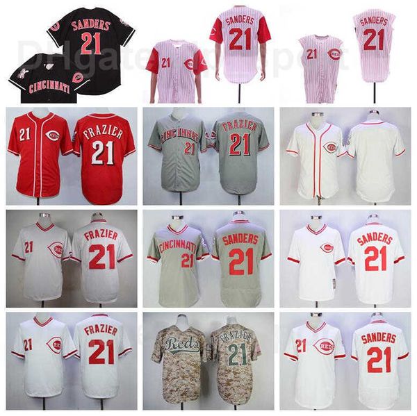 

1976 1990 retro 21 reggie sanders baseball jersey vintage flexbase cool base pullover cooperstown team color red white black grey stitched