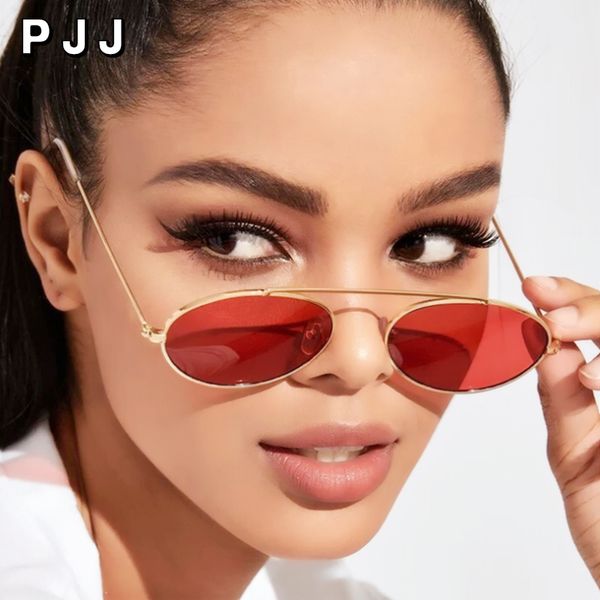 

2020 latest fashion retro metal round sunglasses ladies trumpet retro brand red orange pink transparent glasses ladies shading, White;black