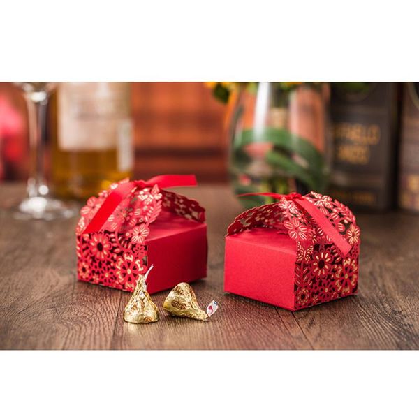 

gift wrap 50/100pcs hollowed-out birthday candy box decor wedding favor 70*64*38mm artistic laser cut red party