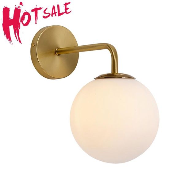 

included with 12w led bulb golden wall lights milky/clear special glass round ball bedside in bedroom[dt4200] lamps
