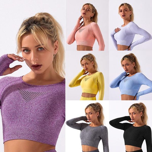 

yoga outfits sportwear sport fitness sports gym vital seamless long sleeve crop t-shirt workout for women, White;red