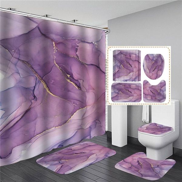 

fashion geometric 3d shower curtains art texture bathroom waterproof bath curtain with hook sets mat rugs carpet home decor