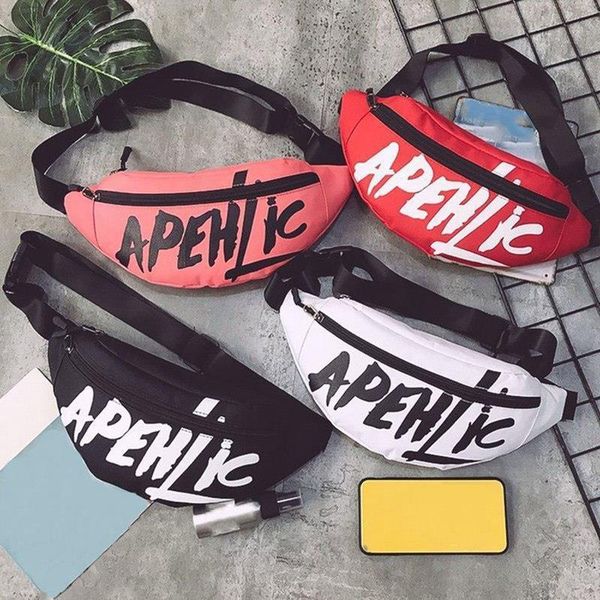 

1 pc letter printed waist bag women men fashion rock travel sling chest shoulder bag female girls boy nylon belt hip pop bag