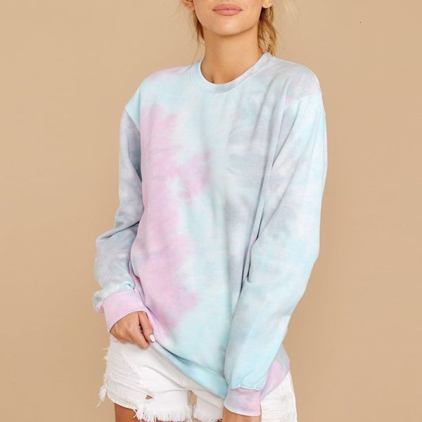 

men's hoodies & sweatshirts fashion-tie dye o-neck long sleeve women's summer fashion casual ladies sweatshirt autumn new all matc, Black