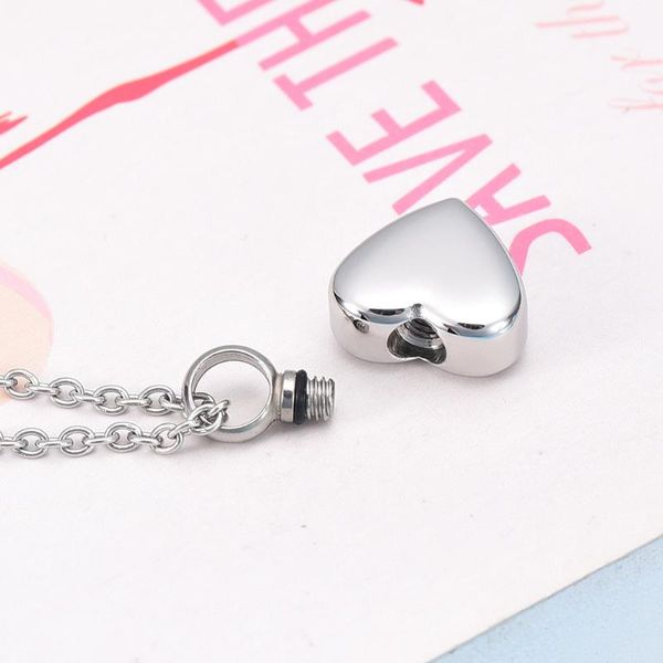 

pendant necklaces blank stainless steel heart shaped charms memorial jewelry urns necklace bracelet making ash casket cremation 4 colors, Silver