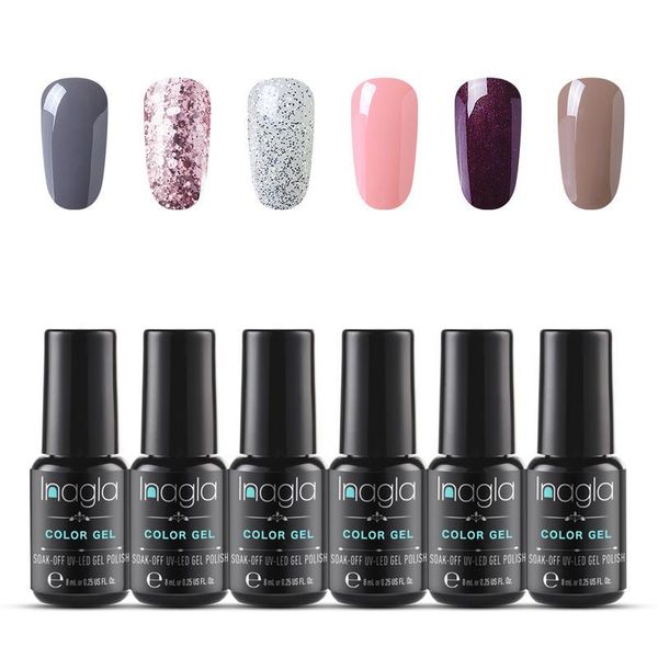 

nail art kits inagla 6pcs gel polish set acrylic kit shining soak off hybrid lacquer semi permanent gellak varnish for manicured