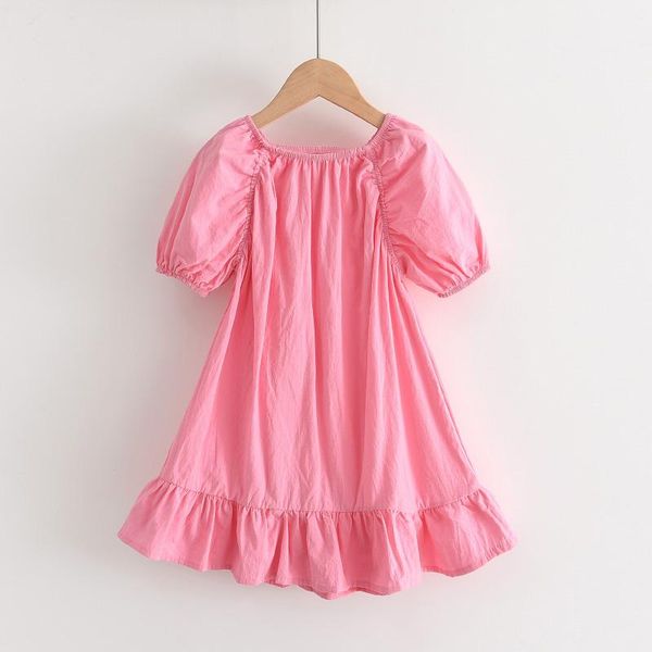 

girl's dresses girls solid color fashion kids girl ruffles princess vestidos korean style children summer party clothing, Red;yellow