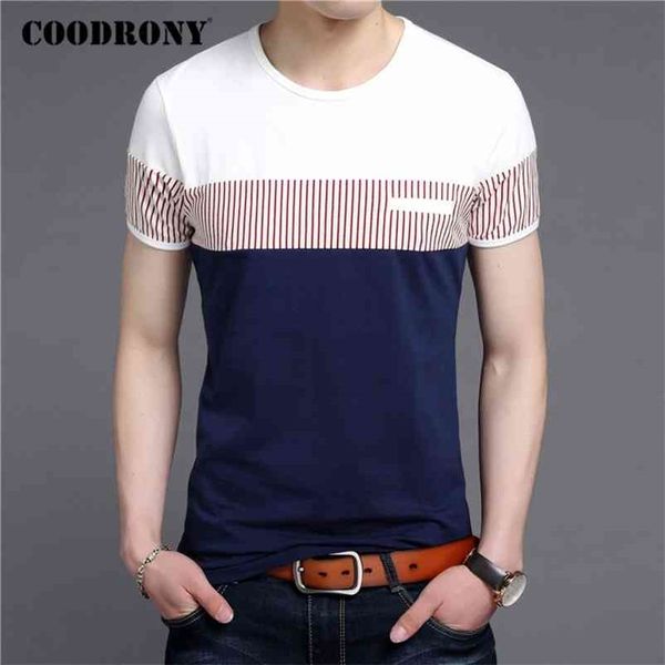 

coodrony short sleeve t shirt men summer casual cotton tee shirt homme streetwear fashion color patchwork o-neck t-shirt c5088s 210409, White;black