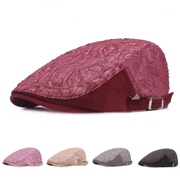 

berets ldslyjr 2021 cotton spring summer flower sboy caps flat peaked cap women painter beret hats 131, Blue;gray