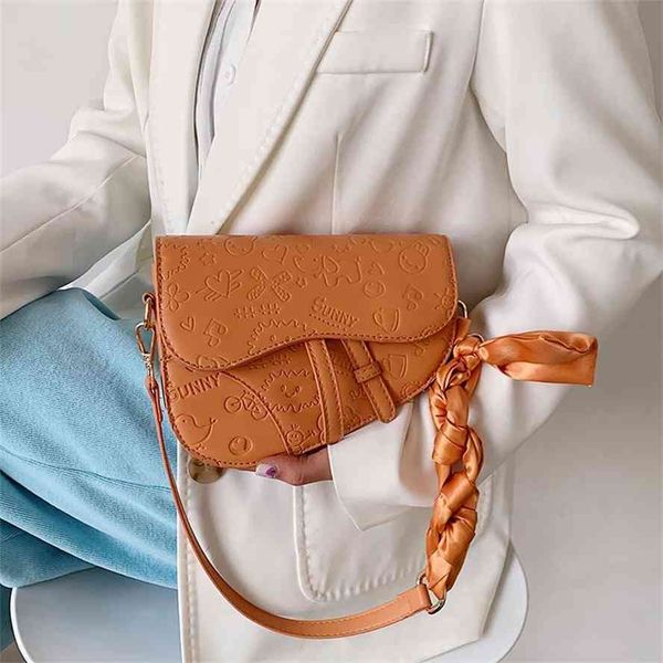 

saddle new 2021 korean fashion embossed women's single shoulder net red messenger bag