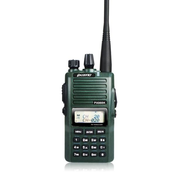 

walkie talkie color green puxing two way radio px-888k dual band vhf 136-174mhz uhf 400-480mhz 128ch 5w vox fm