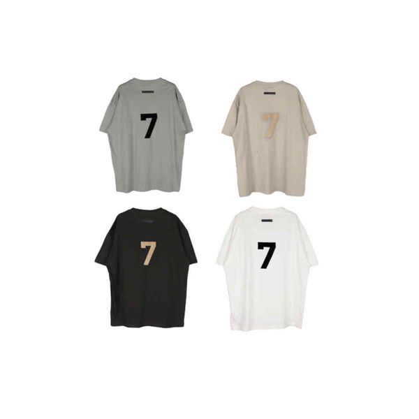 

2022 designer men's season 7 mainline digital flocking short sleeves oversize casual t-shirt 100% pure cotton for men and, White;black