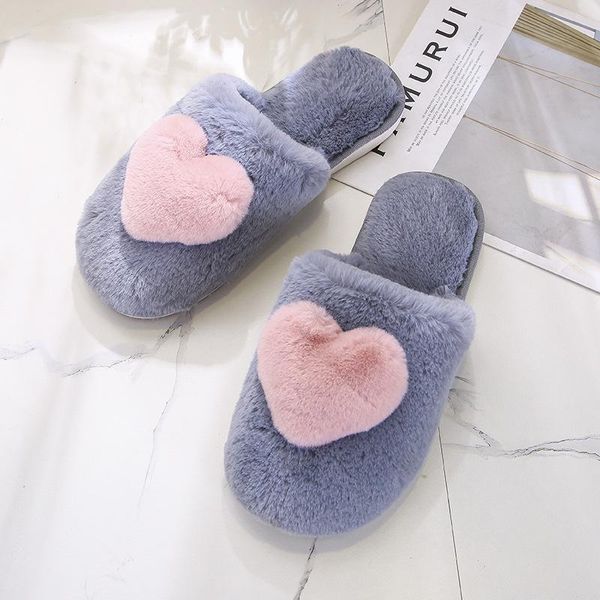 

slippers winter furry slides for women house warm non-slip indoor home shoes zapatillas de mujer estar por casa, Black