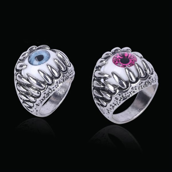

devil's eye alloy men's titanium steel handmade eyes halloween ring, Black