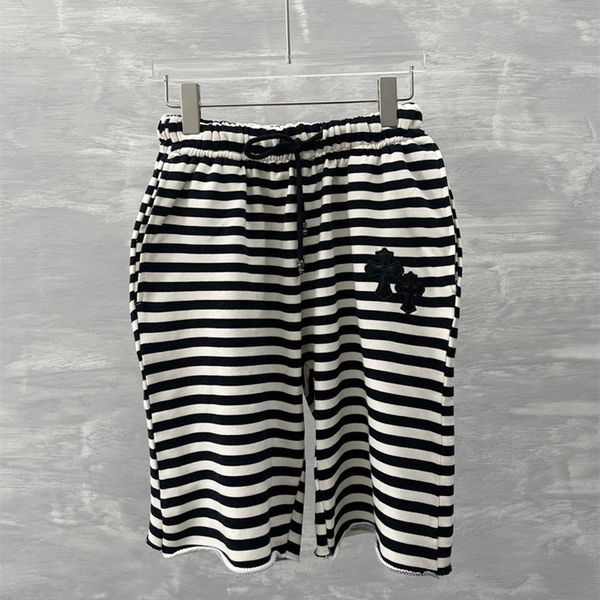 

crosin 2021 new ch black and white striped cross skin terry short, White;black