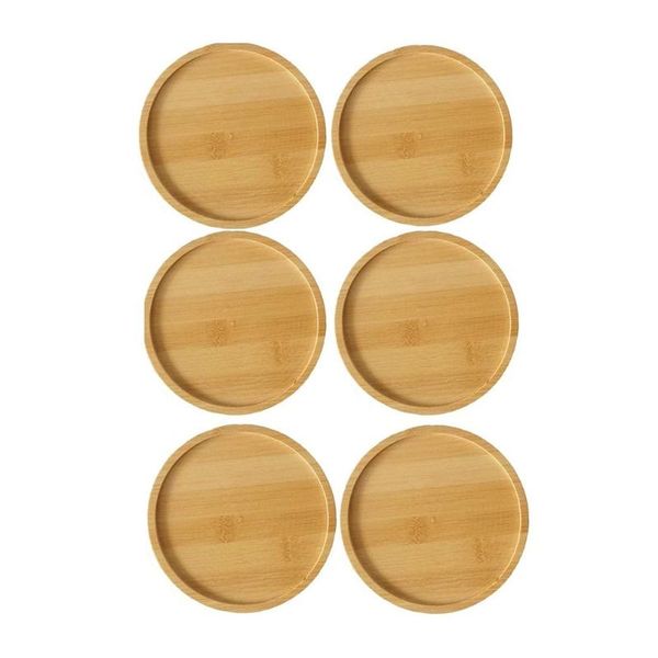 

planters & pots 6pcs plant flower bamboo tray round square minimalism gardening supply wood rural holder home decor
