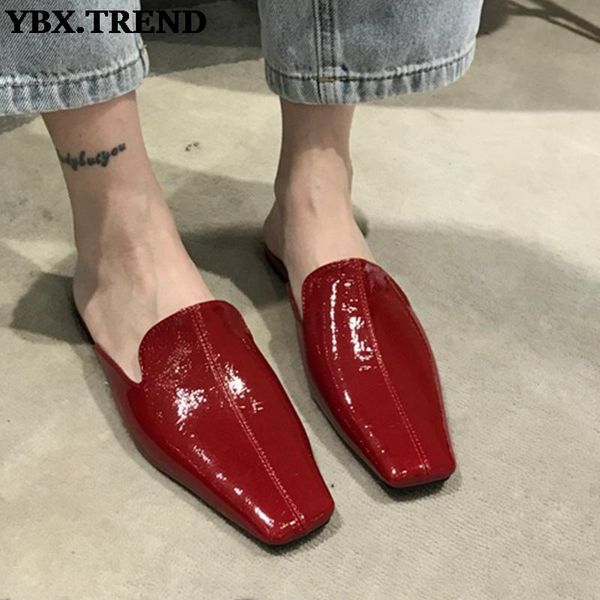 

slippers ladies muller women's sandals summer shoes square toe pu female fashion elegant 2021 casual footwear platform, Black