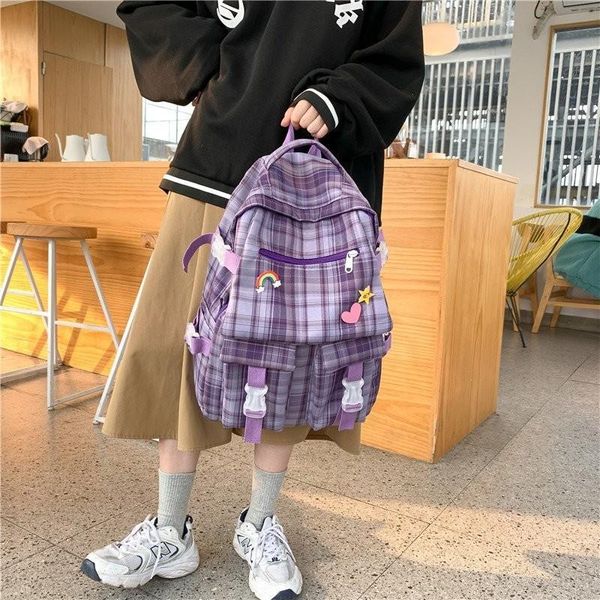 

school bags harajuku kawaii fashion women's backpack casual university for girls large capacity backpacks with many pockets 2021