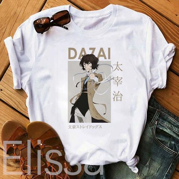 

bungo stray dogs harajuku anime women t shirts osamu dazai nakajima atsushi short sleeve white graphic summer