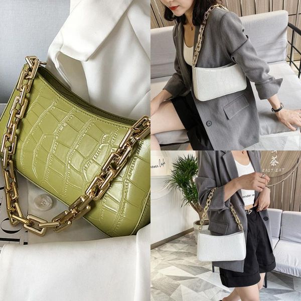 

stone pattern pu leather armpit bag for women 2021 solid color chain shoulder handbags female travel fashion hand bags