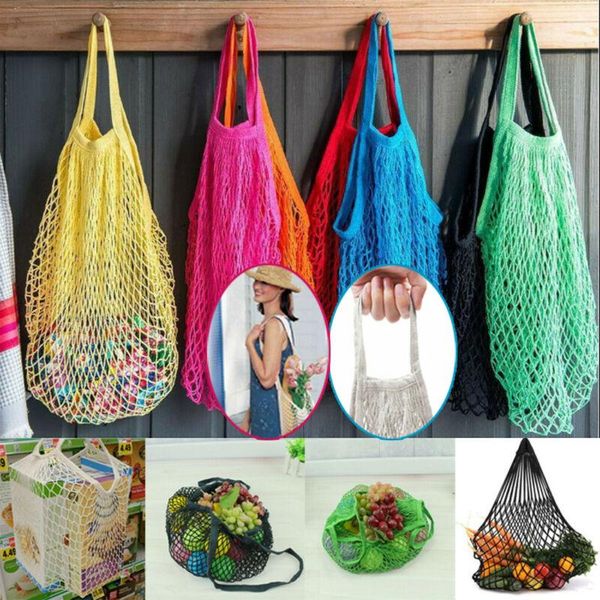 

shopping bags large reusable string bag shopper mesh net woven cotton grocery