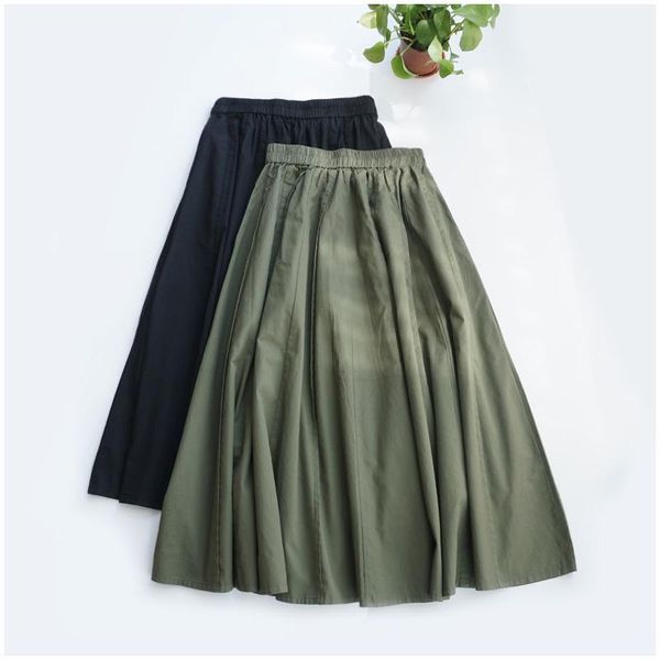 

skirts cotton japanese female skirt loose literary spring and summer, Black