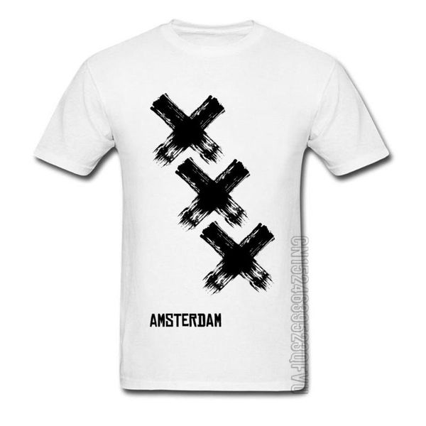 

men's t-shirts black and white & tees amsterdam dry brush graphic t shirts normal short sleeve 100% cotton crew neck mens, White;black