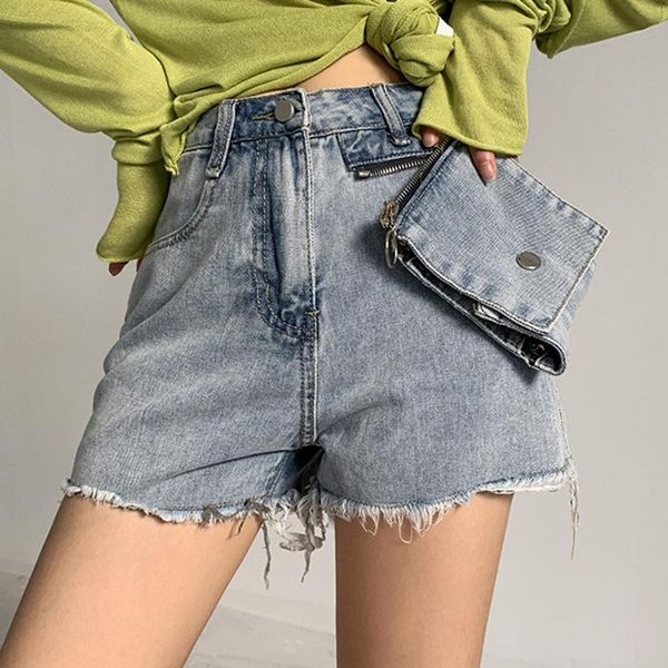 

women's jeans women summer high-waist denim shorts korean fashion wild thin pants loose a, Blue