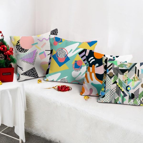 

cushion/decorative pillow multicolor geometric pattern style short plush pillowcase sofa cushions cases home decor winter decoration 45x45