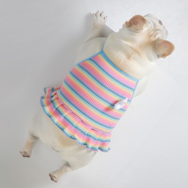 

pet dog cloth faduki teddy suspender pet striped vt summer thin skirt