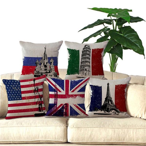 

cushion/decorative pillow creative couch cushion cover vintage country symbol flag cotton linen square 18" decorative 45x45cm case