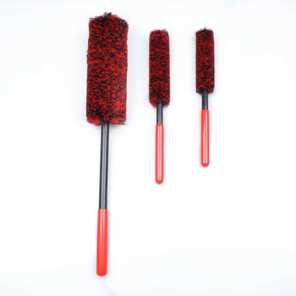 

car sponge 3pcs portable wheel tire rim cleaning brushes with plastic handle mud remover grid gap detailing washing
