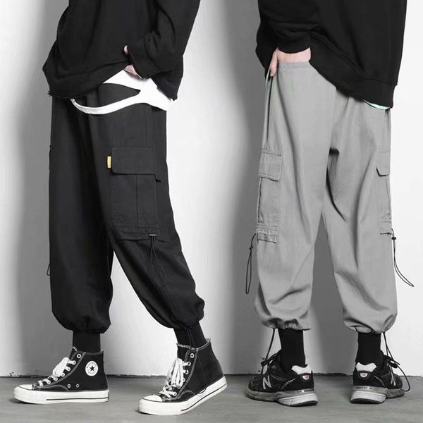

men's pants men summer casual hip style trousers mens cargo male bottom, Black