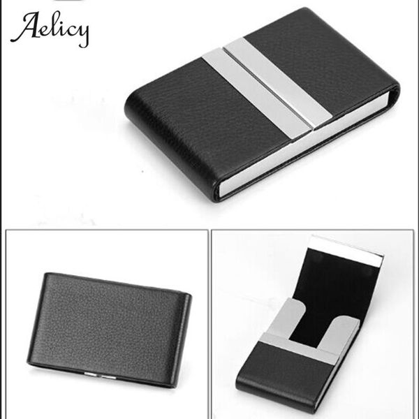 

card holders aelicy creative holder wallet men women metal vintage bag pu leather bank cardholder case id, Brown;gray