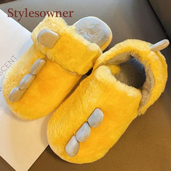 

cotton autumn winter slippers comfortable indoor wearing warm cute solid pink yellow furry shoes for woman two kind of, Black
