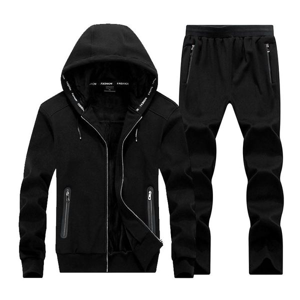 

men's tracksuits winter tracksuit fashion sportswear set thicken suit male 2 piece hooded jacket+pants quality clothing plus size 8xl, Gray