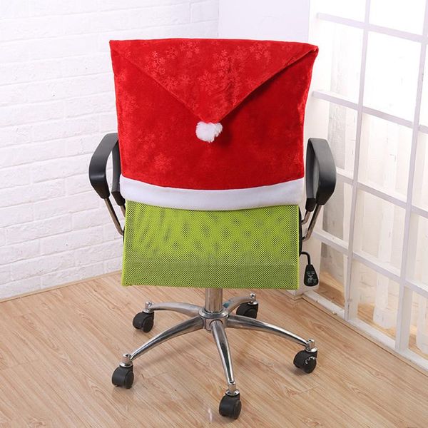 

chair covers christmas cover dinner table red santa claus hat back spandex for banquet wedding home party supplies