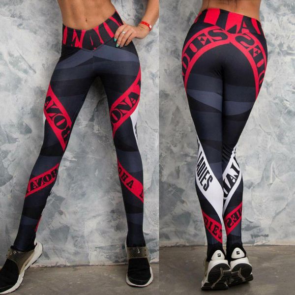 

yoga outfit sports leggings women 3d letter printing hip push up pants elastic waist tights quick dry skinny running trousers