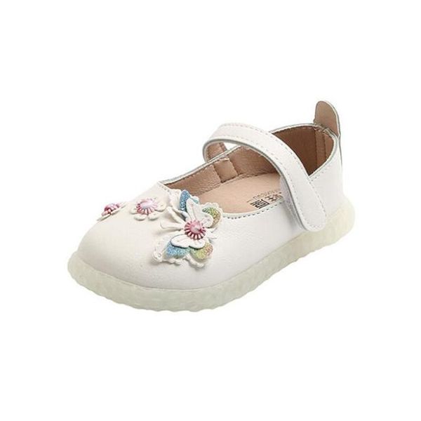

autumn little princess girls' leather shoes soft-soled single cute embroidered baby butterfly flat, Black;grey