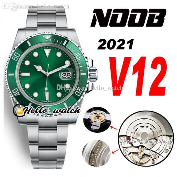 

2021 n 40mm v12 116610 sa3135 automatic mens watch green ceramics bezel and dial 904l steel bracelet ultimate super edition (correct, Slivery;brown